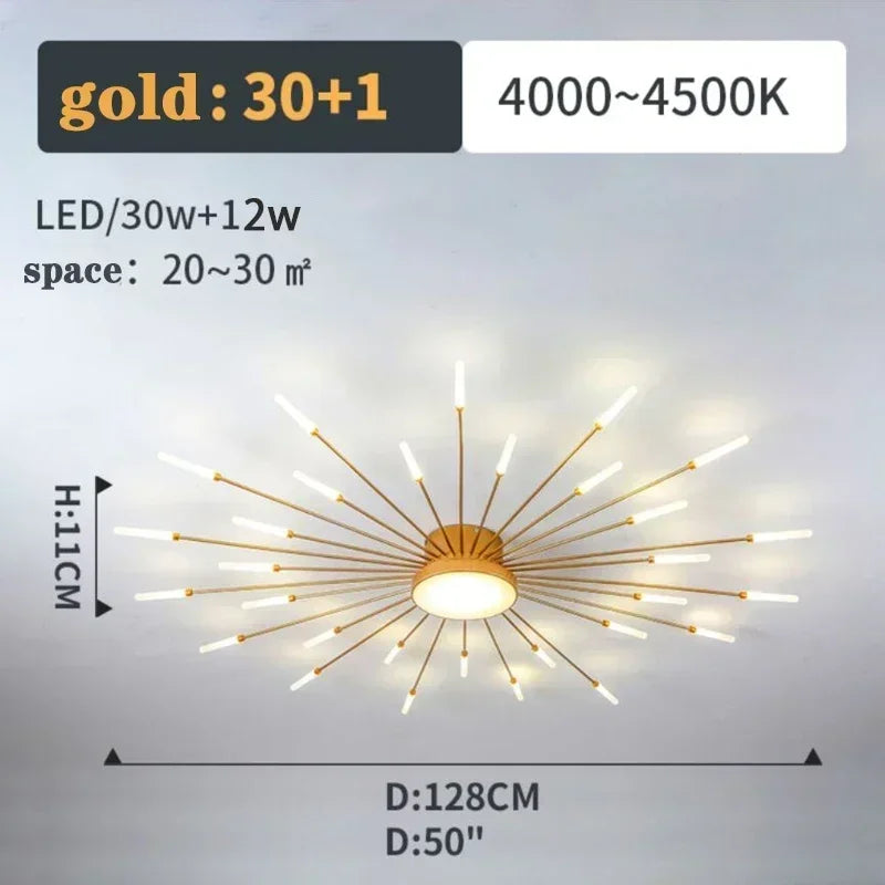2025 Fireworks Design Ceiling Pendant Light for Living Room Bedroom Lighting Kitchen Chandelier Indoor LED Intelligent