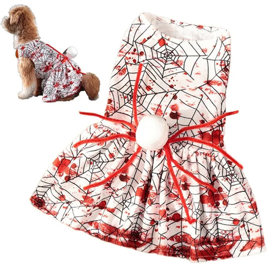 New Style Dog Halloween Party Costume Skeleton Puppy Bloody Dress Spooky Dogs Cats Holiday Skirts Funny Pet Spider Skirt Costume