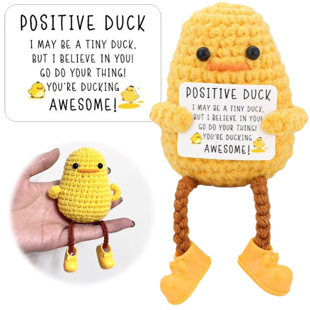 Cute Handwoven Positive Energy Duck Ornaments Handmade Crochet Support Emotional Pickles Cucumber Home Room Decor Birthday Gift
