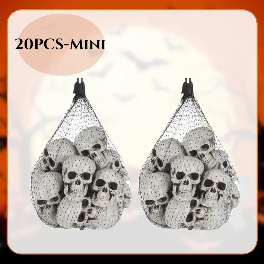 6-20PCS Mini Halloween Skulls Heads Small Skeleton Heads Skeleton Head Figurines Props for Party Bar Home Table Decor