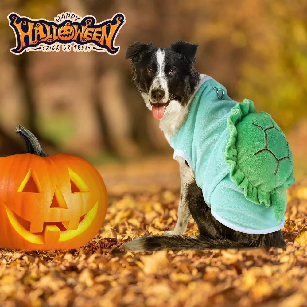 Turtle Dog Costume - Dog Halloween Costume with Utral Soft Turtle Shell Cute Outfit, Warm Fleece Doggie Clothes Cat Apparel with