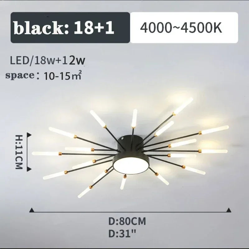 2025 Fireworks Design Ceiling Pendant Light for Living Room Bedroom Lighting Kitchen Chandelier Indoor LED Intelligent