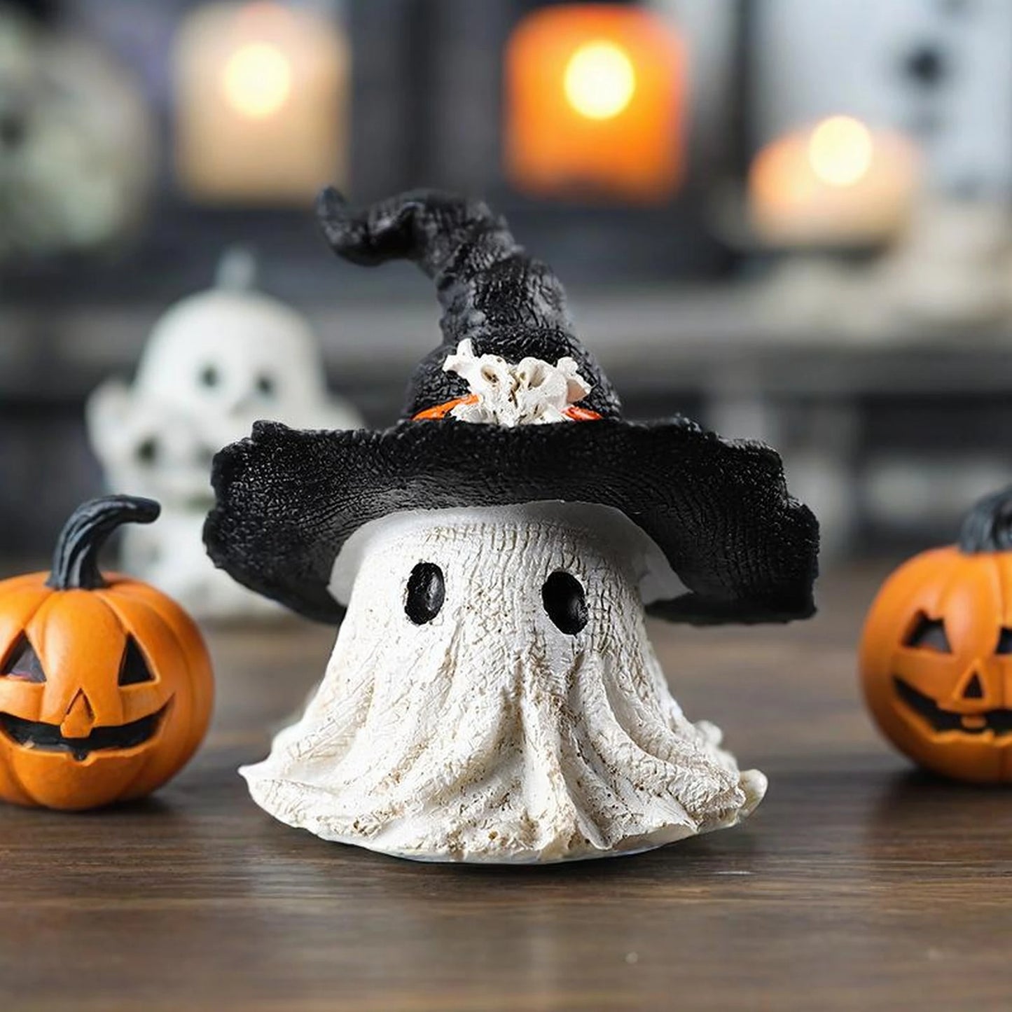 Spooky Halloween Pumpkin Lantern Decoration LED Light Up Jack O Lantern Figurine for Home Party Holiday Decor