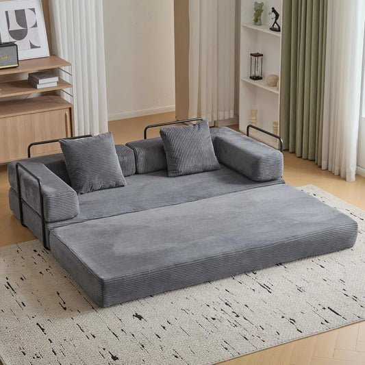 Convertible Sleeper Sofa Bed, Compression Folding Sofa with Pillow, No Assembly Required, Shape Frame, Floor Sofas Lounge Couch