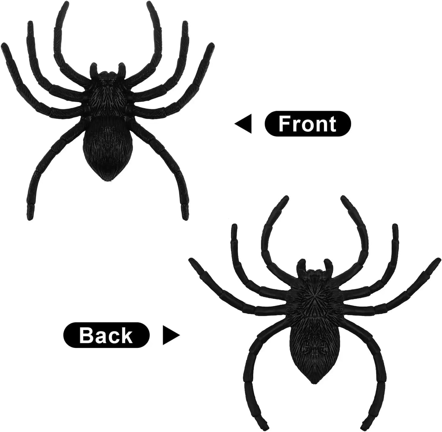 8PCS Halloween Fake Spiders – Large Plastic Spider Decorations for Party, Prank & Home Decoration (3.9 x 3.7 Inch)