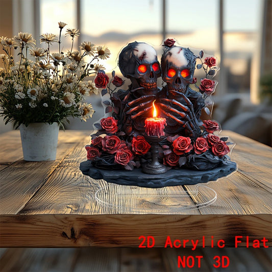 Gothic Black Cat Candle Holder Set with Skull Accents and Purple LED Lights Halloween Table Centerpiece Decorations
