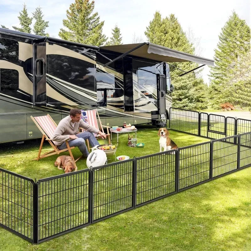 Dog Pen Pet Playpen Kennel Fence Outdoor Indoor Play Yard Puppy Exercise Barrier 31'' W x 24'' H 16 Panels (16 Panels,24 Inches)