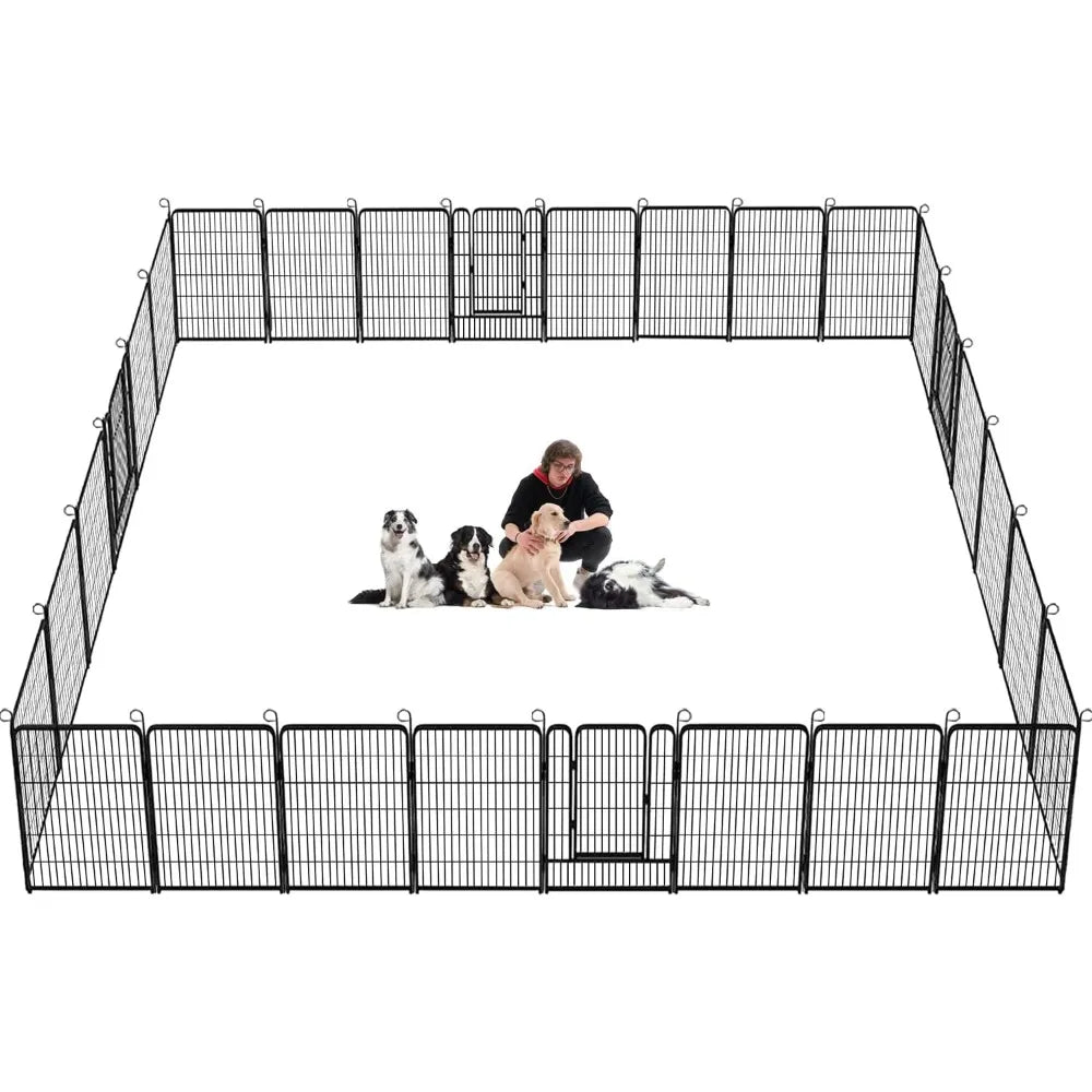 Dog Playpen, 40 inch Height 28 Panels Heavy Duty Dog Fence Pet Playpen with Door, Anti-Rust Dog Exercise Pen with Lock, Portable