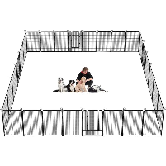 Dog Playpen, 40 inch Height 28 Panels Heavy Duty Dog Fence Pet Playpen with Door, Anti-Rust Dog Exercise Pen with Lock, Portable