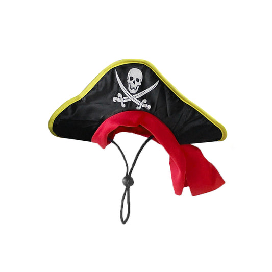 Halloween Pet Costume Pirate Hat with Skull Print for Dogs and Cats Cosplay Party Headwear Accessory