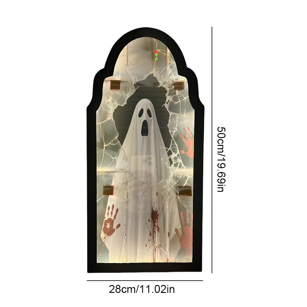 Halloween Ghost Mirror Night Light Cute Halloween Home Accessories Spooky Halloween Hologram Ghost Hallowmas Decor 35/50cm