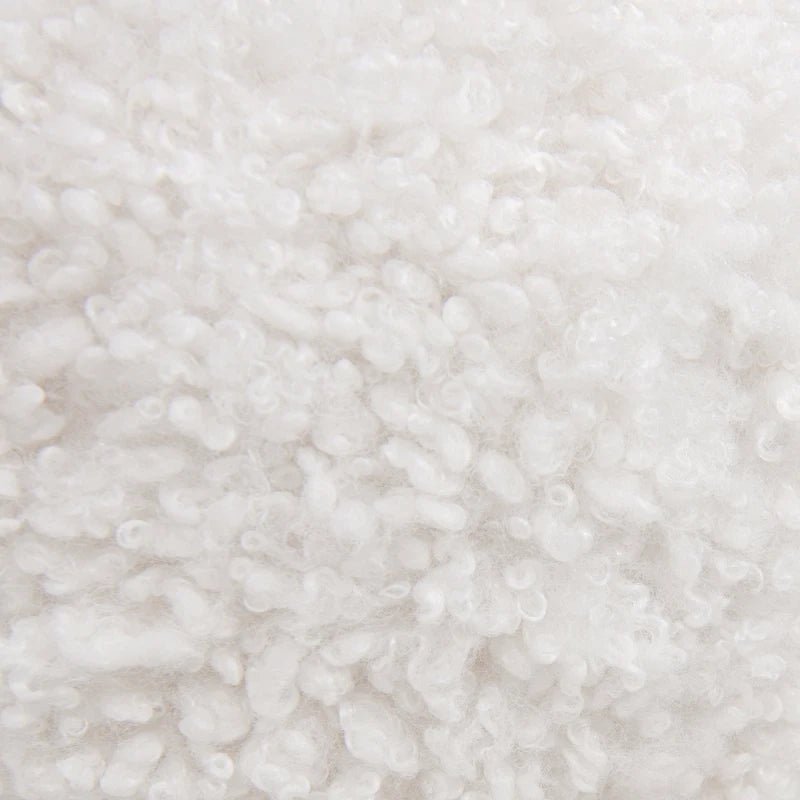 Ayla 9 Round Sphere Accent Ball Throw Pillow, Curly White Faux Fur