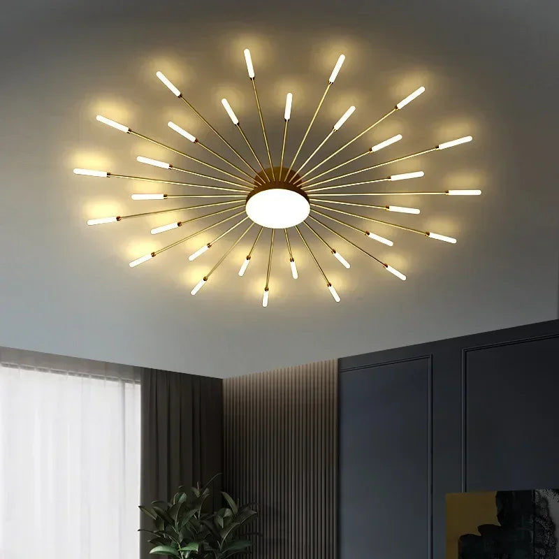 2025 Fireworks Design Ceiling Pendant Light for Living Room Bedroom Lighting Kitchen Chandelier Indoor LED Intelligent