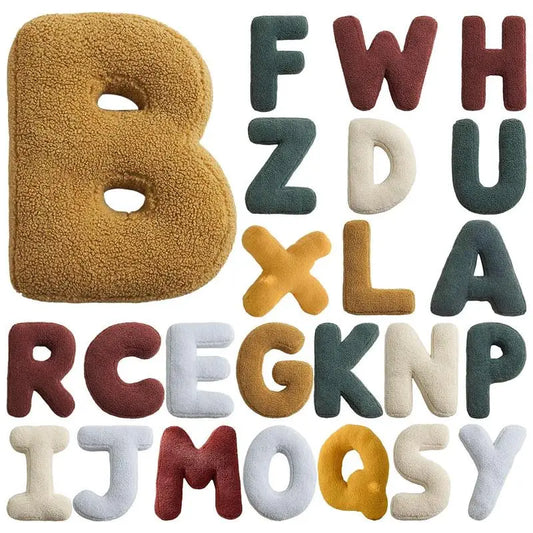Soft Initial Throw Cushion Plush English Alphabet Cushion Decorative English Letters Pillow A to Z Initial Letter Pillow