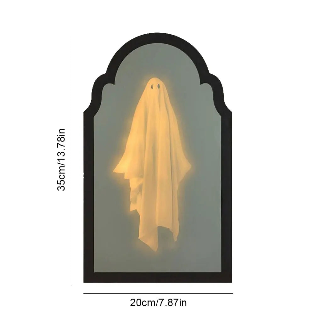 Halloween Ghost Mirror Night Light Cute Halloween Home Accessories Spooky Halloween Hologram Ghost Hallowmas Decor 35/50cm