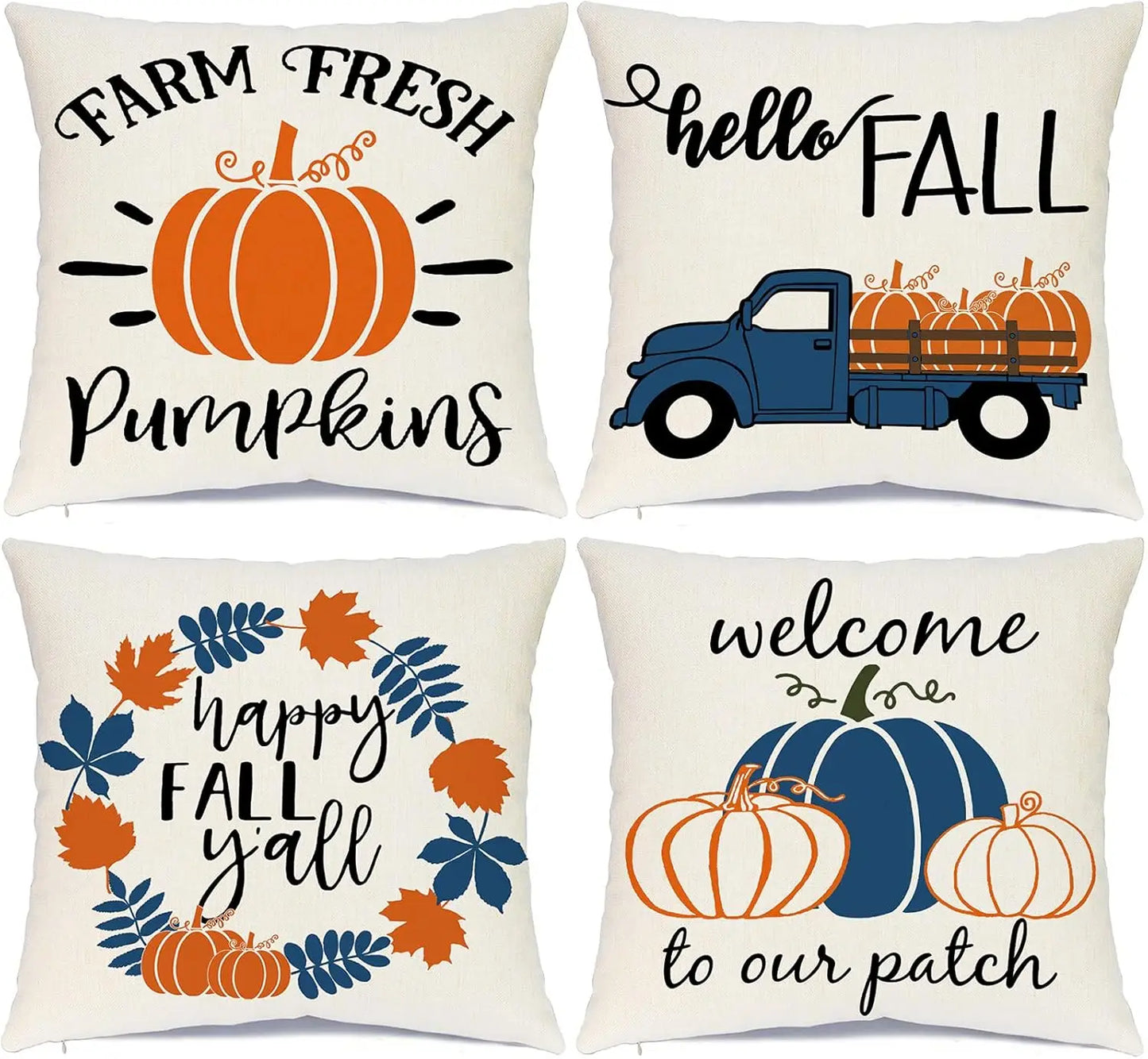 Fall Pillow Covers 20x20 Inches Fall Decorations Thanksgiving Autumn Theme Outdoor Pumpkin Patch Farmhouse Decorative Throw Pill