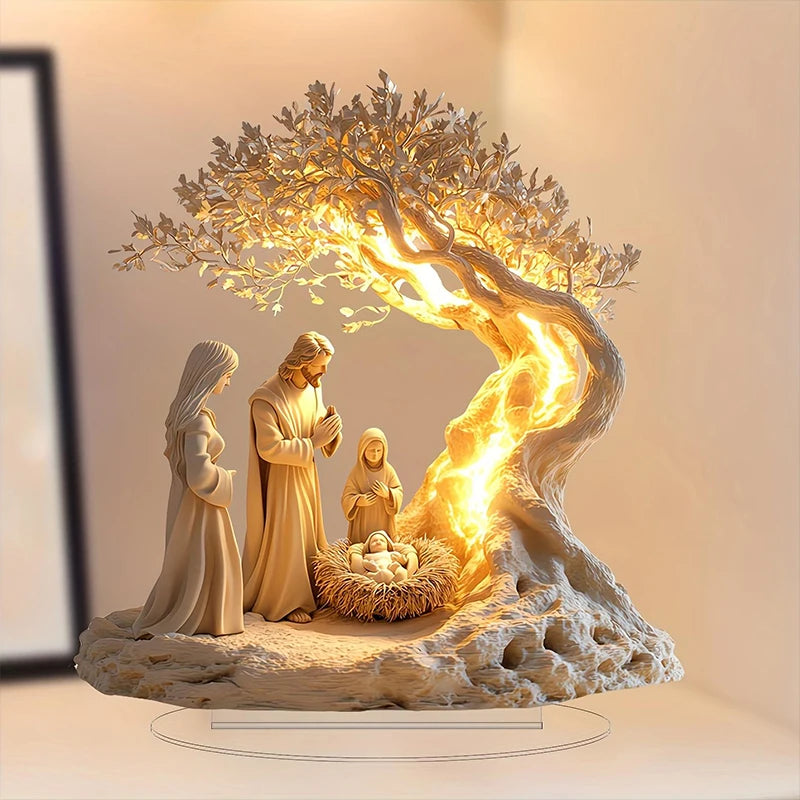 1Pc Easter 2D Nativity Scene Figurine Tabletop Decor Nativity Figurines Set Home Decoration Church Gift