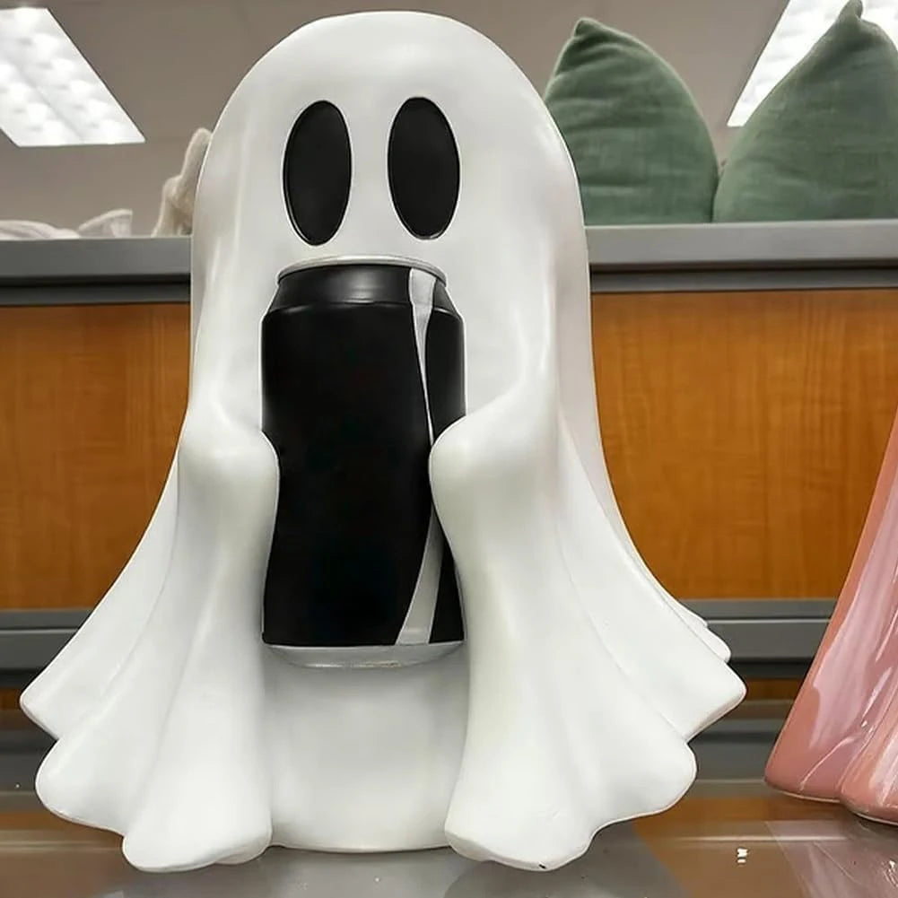 Halloween Ghost Can Holder Cute Resin Ghost Drink Holder Stand Funny Party Accessory Halloween Decor Props Spooky Party Supplies