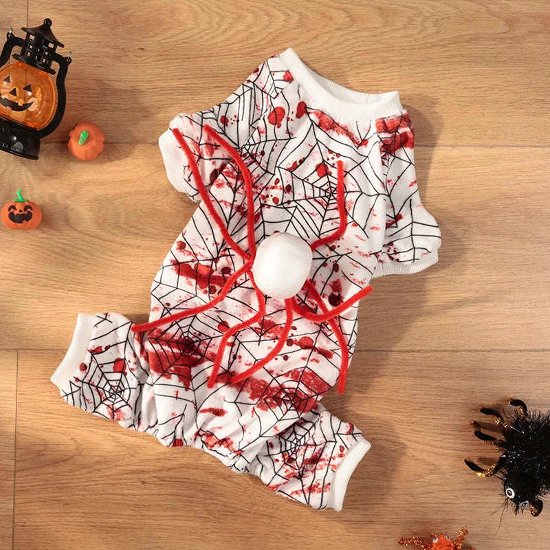 New Style Dog Halloween Party Costume Skeleton Puppy Bloody Dress Spooky Dogs Cats Holiday Skirts Funny Pet Spider Skirt Costume