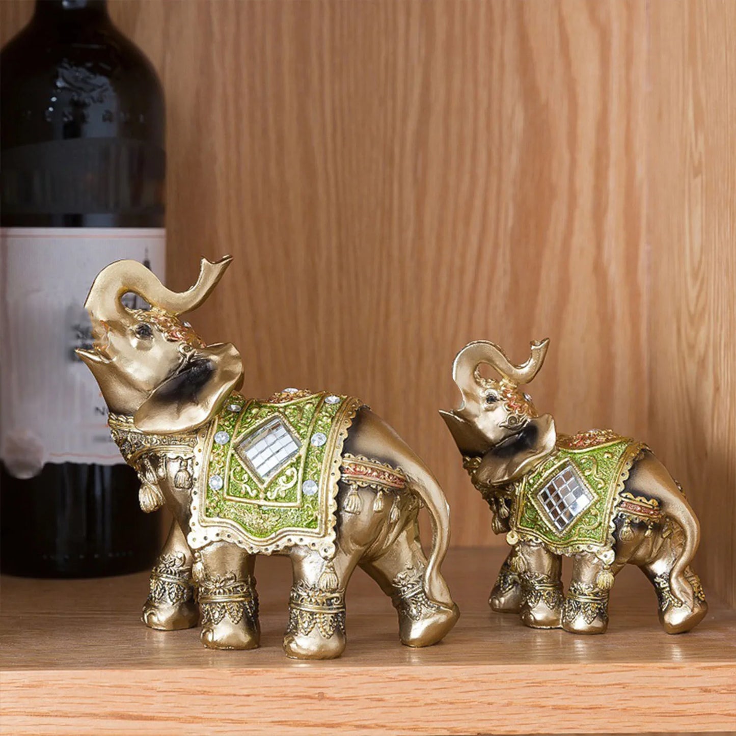Cute Elephant Figurines Statue Lucky Elephant Decoration Statue Suitable for Office Wine Cooler Decor