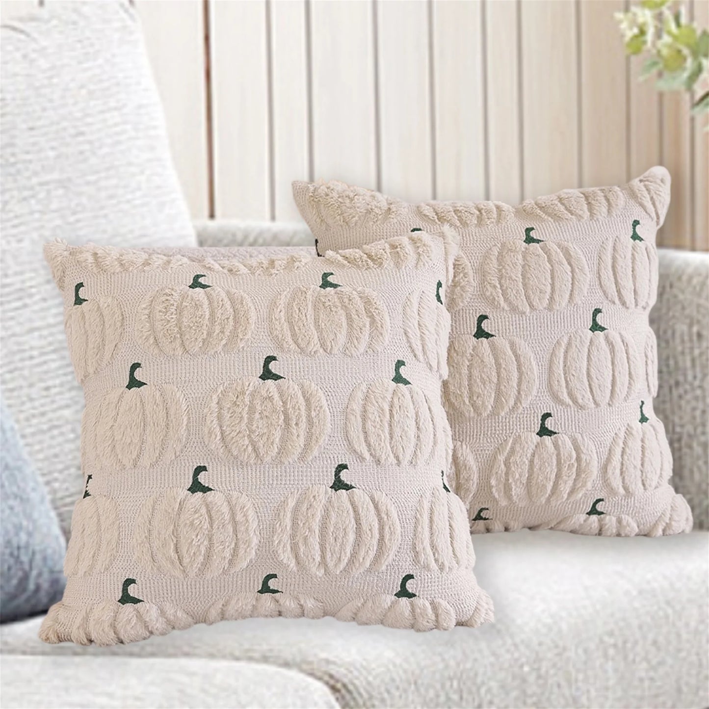 Spooky Halloween Pillowcase with Fuzzy Pumpkin Design Jacquard Pillow Covers for a Festive Home Decor Theme