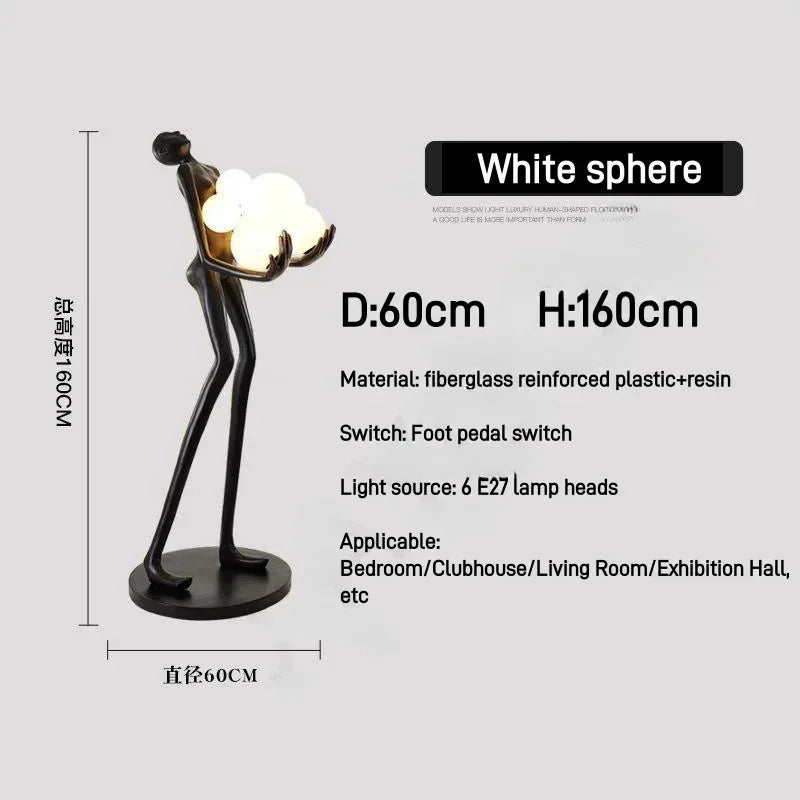 Nordic Humanoid Floor Lamp Sculpture Design Exhibition Hall Decoration Living Room LampS Styling Lamp Halloween Lamp BedroomLamp