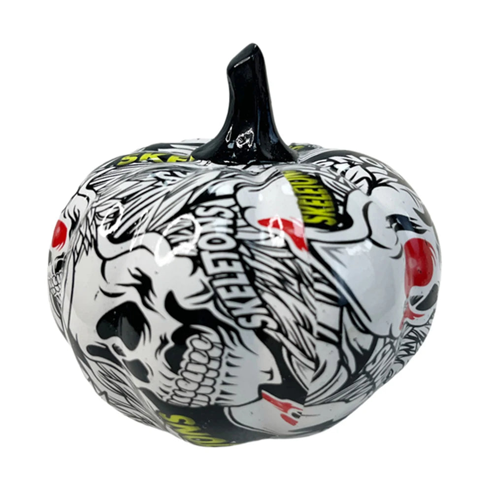 Horror Skull Halloween Pumpkin Decoration Resin Pumpkin Figurines Halloween Pumpkin Desktop Ornaments for Home Decor