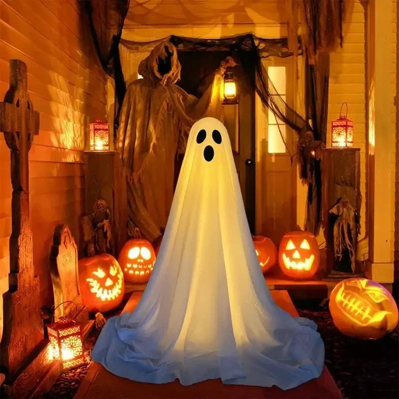 Halloween Ghost Decorations, Outdoor Spooky Ghost with Battery String Lights, Party Decor for Porch Home, Hanging Lantern Gift
