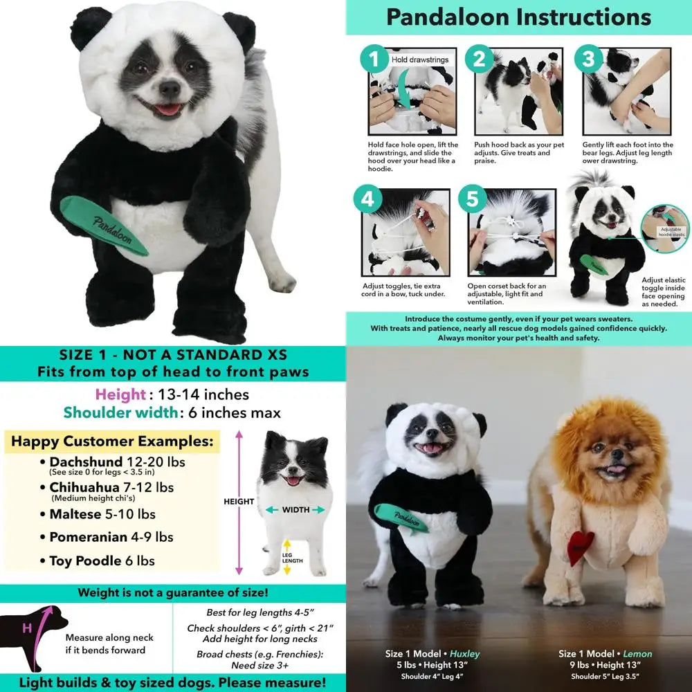 Pandaloon Dog Halloween Costume - As Seen on Shark Tank - Patented - Funny Costume with Arms for Small and Medium Dogs and Cats