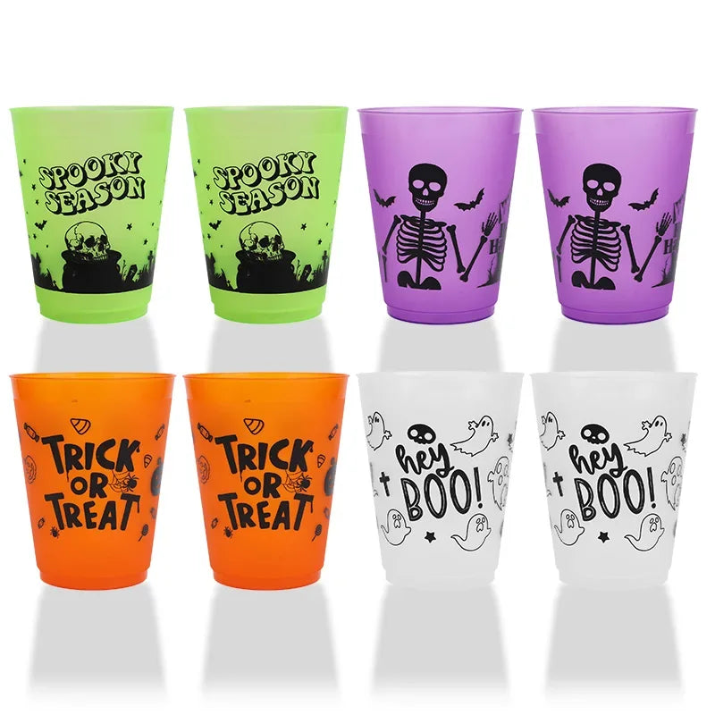 8-24Pcs Halloween Drinking Cups Boo Skull Plastic Juice Cocktail Cup for Halloween Party Home Table Decoration Supplies