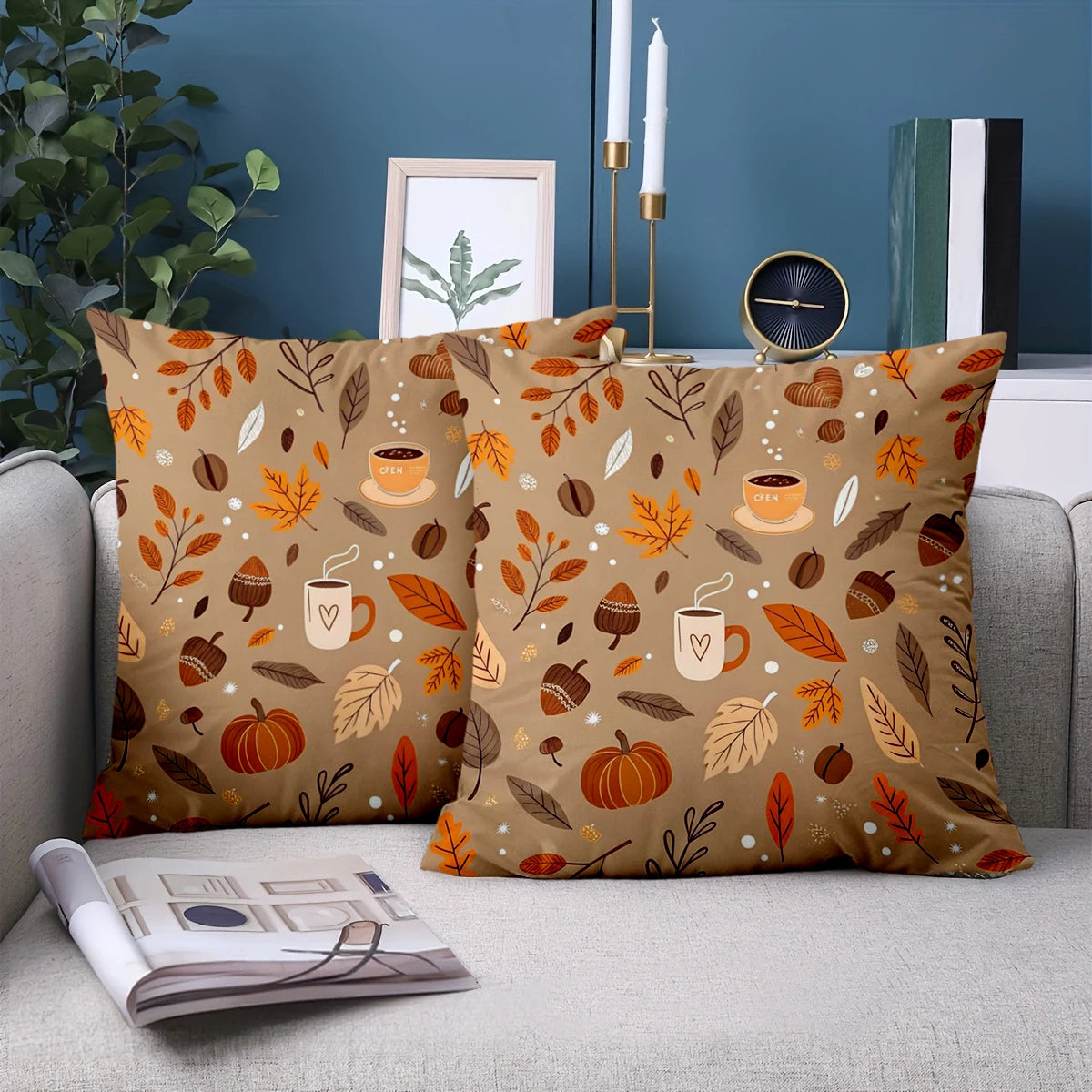1 Pieces -2D flat printing Autumn Pattern Throw Pillow Cushions Polyester pillowcase sofa decorative cushion cover