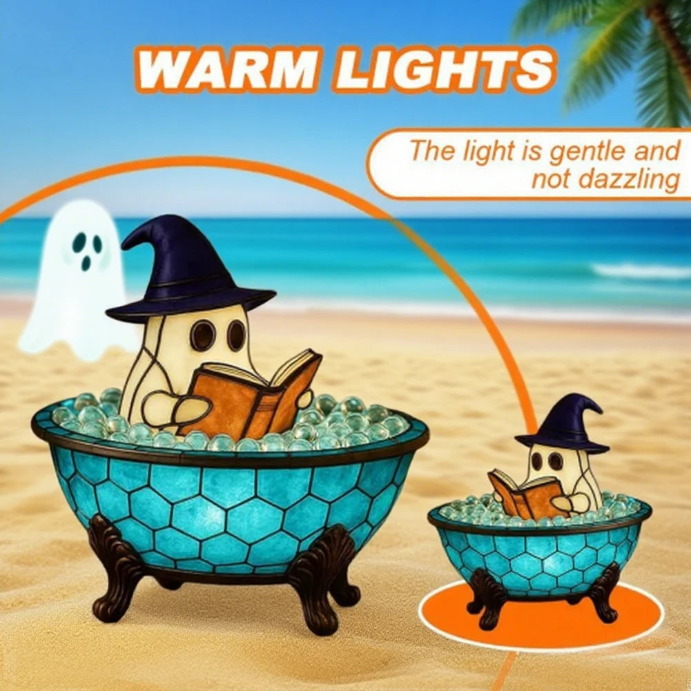 LED Ghost Bubble Bath Lamp Battery Powered Halloween Ghost Night Light Ghost Bathtub Accent Lamp for Home Bathroom Decor