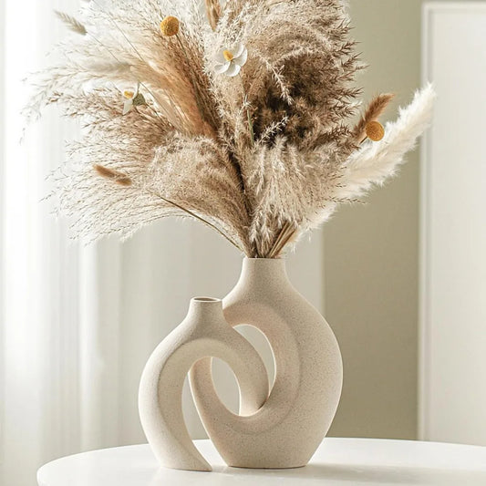 Hollow ceramic vase, Nordic modern bohemian decorative ceramic aesthetic vase for home décor