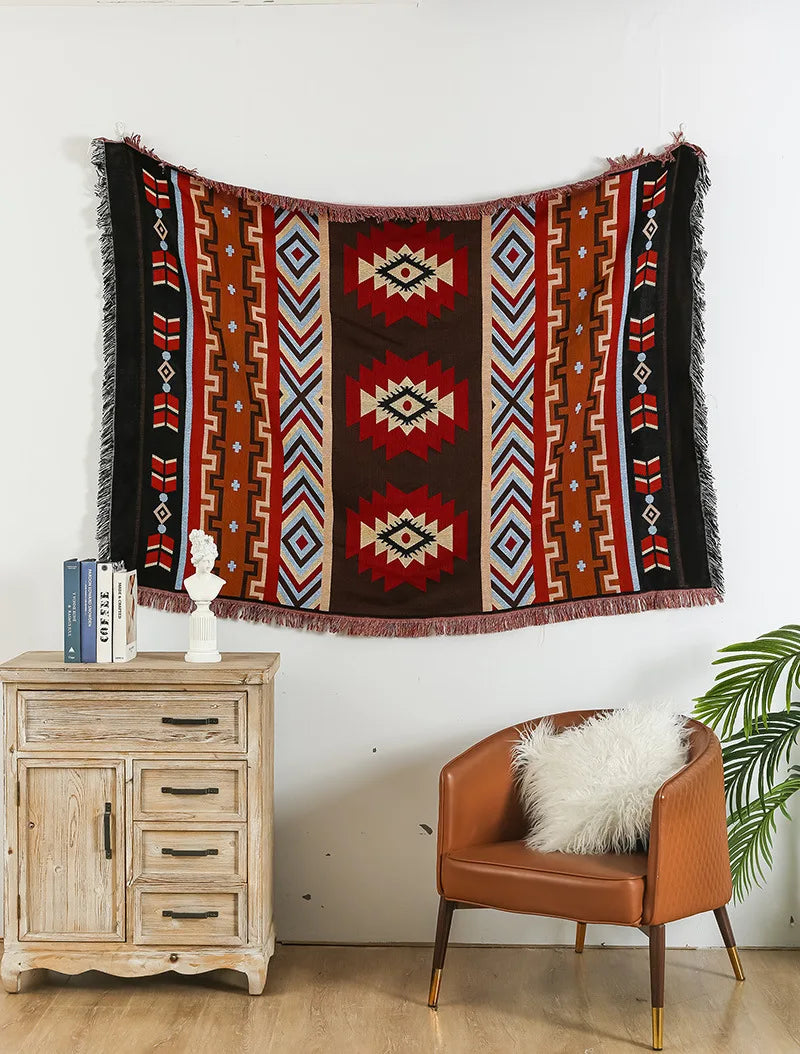 Cotton Knitted Sofa Blanket Geometric Hanging Tapestry Turkish Blanket Camping Beach Rug Living Room Carpet Bedspread deken