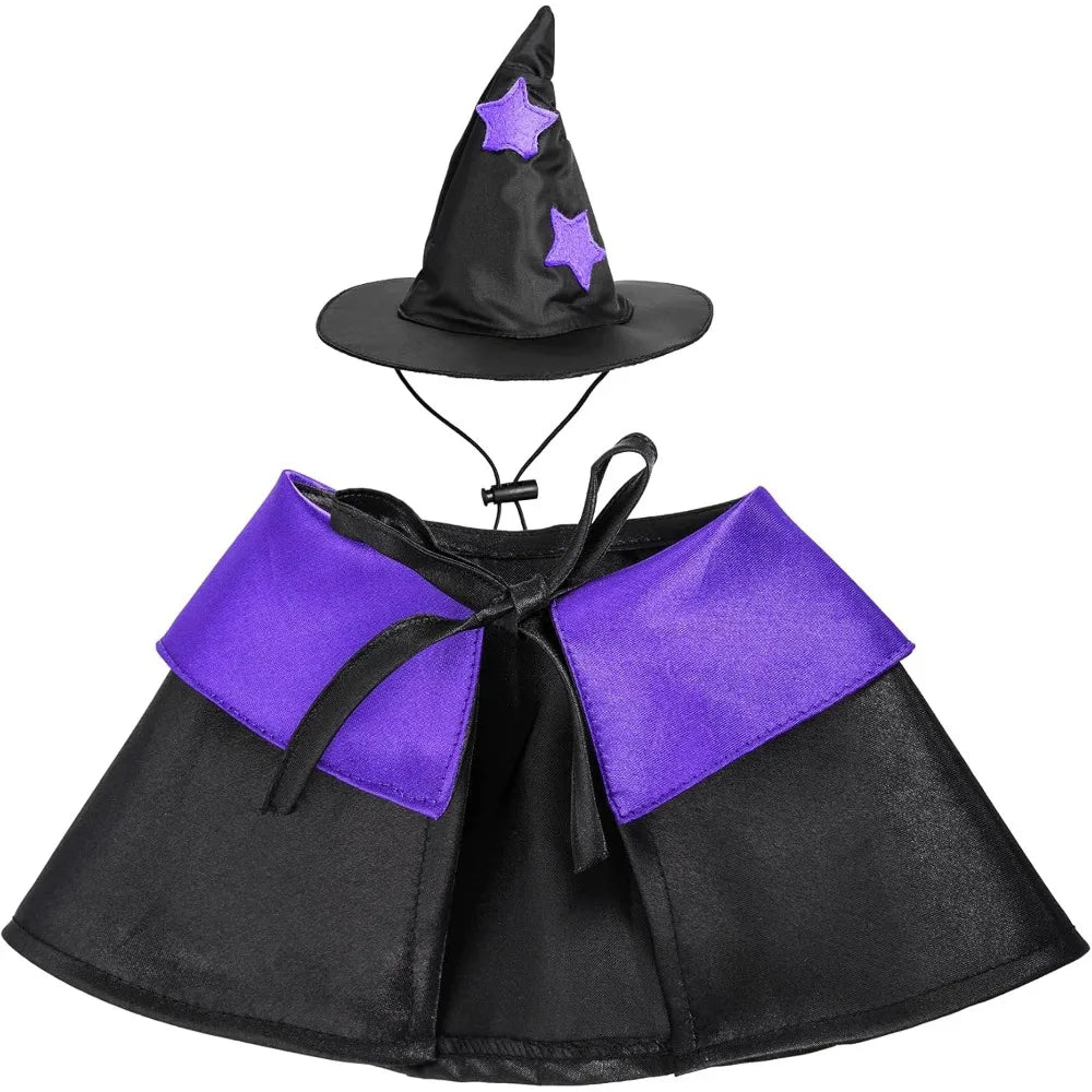 Dxhycc Halloween Pet Costume Cat Wizard Costume Funny Wizard Cat Clothes Cloak and Hat for Small Dogs Outfits