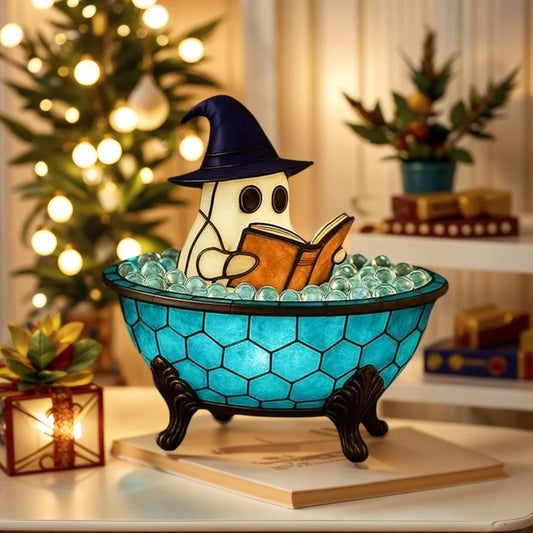 LED Ghost Bubble Bath Lamp Battery Powered Halloween Ghost Night Light Ghost Bathtub Accent Lamp for Home Bathroom Decor