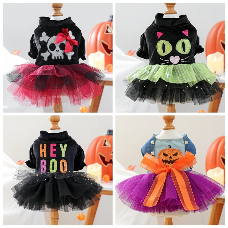 Halloween Girl Jacket For Dog Clothes Autumn Winter Pet Cat Coat Puppy Princess XS XL Dresses For Small Puppy Animal Chihuahua