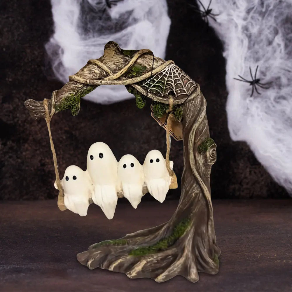 Halloween Cute Swinging Ghost Funny Tree Hanging Ornaments for Desktop (B)