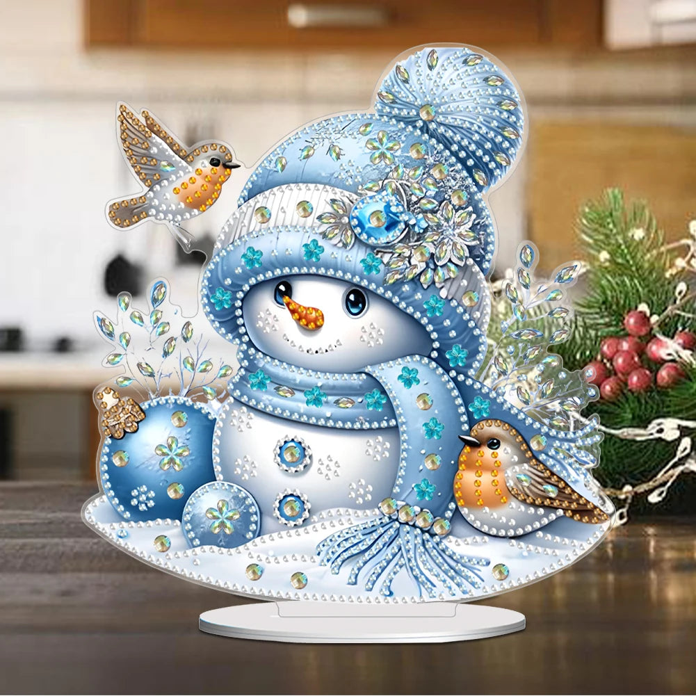 Christmas Snowman Diamond Painting Tabletop Ornaments Kit 5D DIY Diamond Art Tabletop Decorations for Home Office Desktop Decor