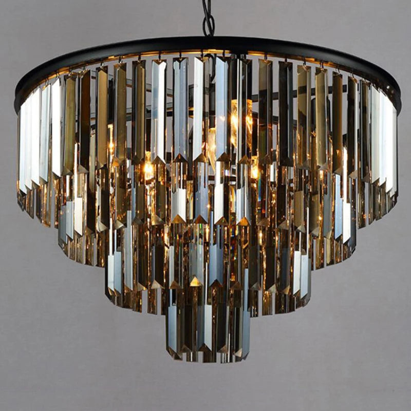 2024 Modern Crystal Chandelier Elegant K9 Crystal Smoky Gray Crystal Suspension Lamparas for Cafe Restaurant Hotel  Room Decor