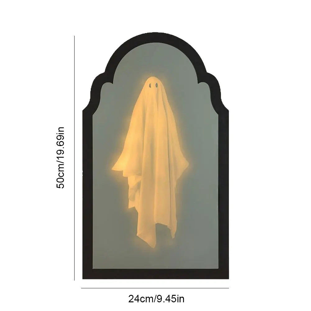 Halloween Ghost Mirror Night Light Cute Halloween Home Accessories Spooky Halloween Hologram Ghost Hallowmas Decor 35/50cm
