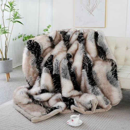 B3 Luxury Faux  Fur Winter Warm Blanket for Bed High-end Faux Mink Velvet Sofa Blanket Comfortable Sofa Blanket Throw