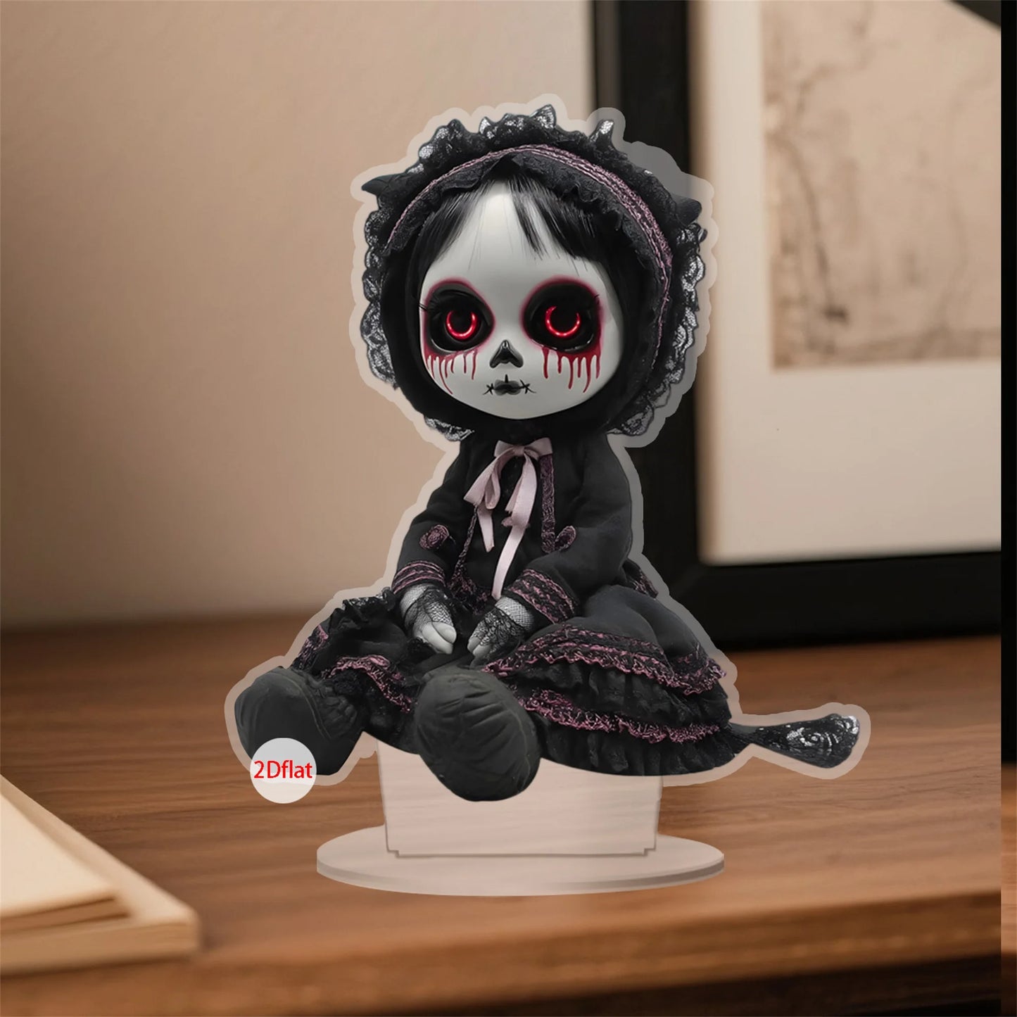 Halloween Tabletop Decor 3D Acrylic Ghostly Figure Haunted House Miniature Spooky Doll for Office Home Party Display