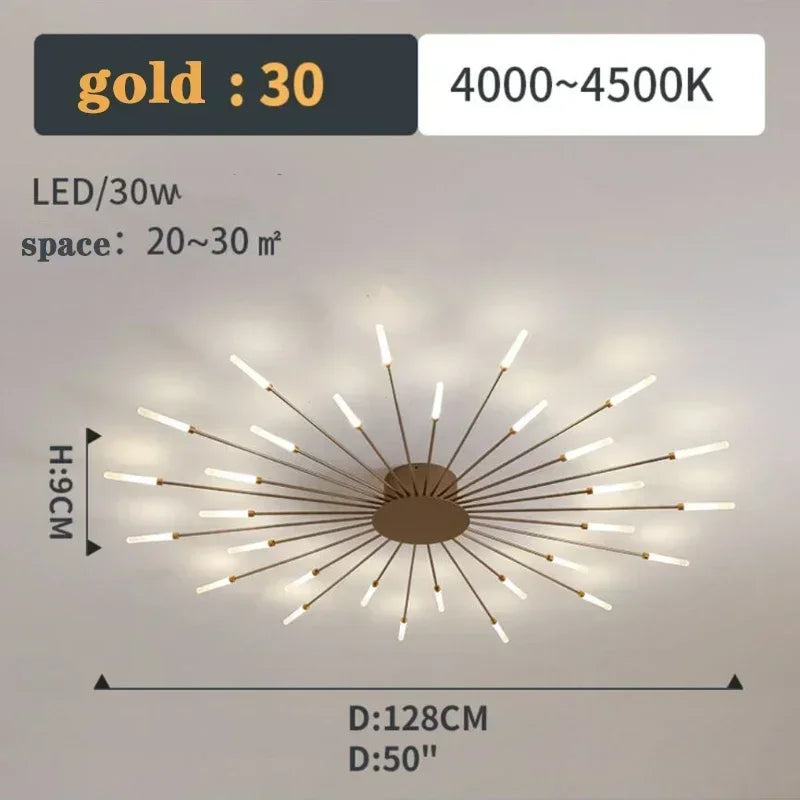 2025 Fireworks Design Ceiling Pendant Light for Living Room Bedroom Lighting Kitchen Chandelier Indoor LED Intelligent