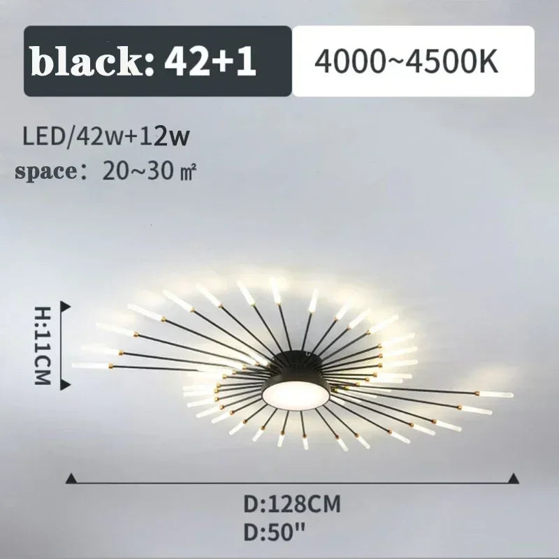2025 Fireworks Design Ceiling Pendant Light for Living Room Bedroom Lighting Kitchen Chandelier Indoor LED Intelligent