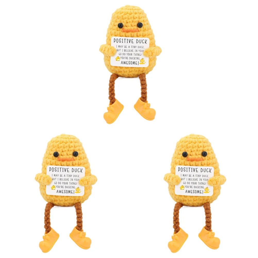 Cute Handwoven Positive Energy Duck Ornaments Handmade Crochet Support Emotional Pickles Cucumber Home Room Decor Birthday Gift