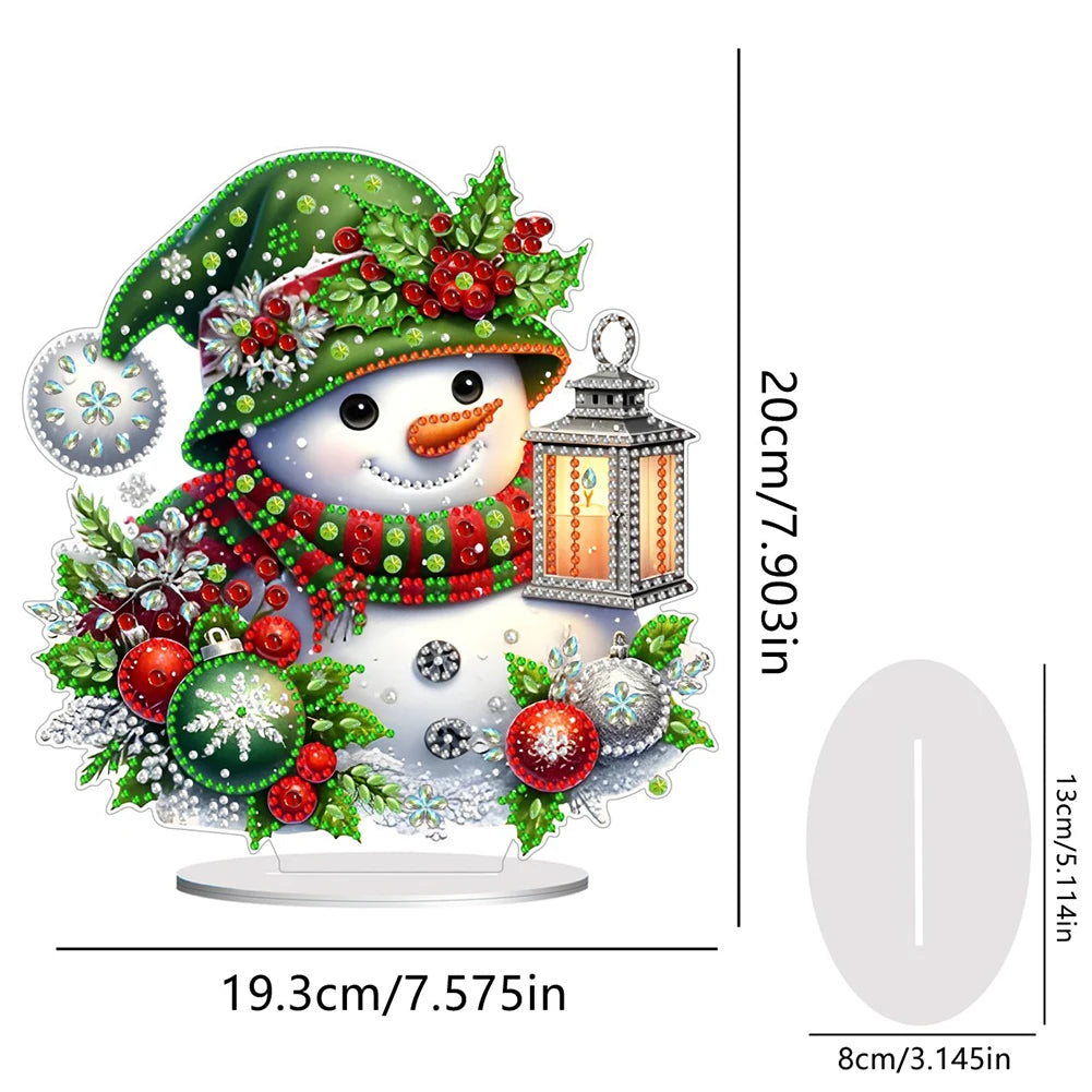 Christmas Snowman Diamond Painting Tabletop Ornaments Kit 5D DIY Diamond Art Tabletop Decorations for Home Office Desktop Decor