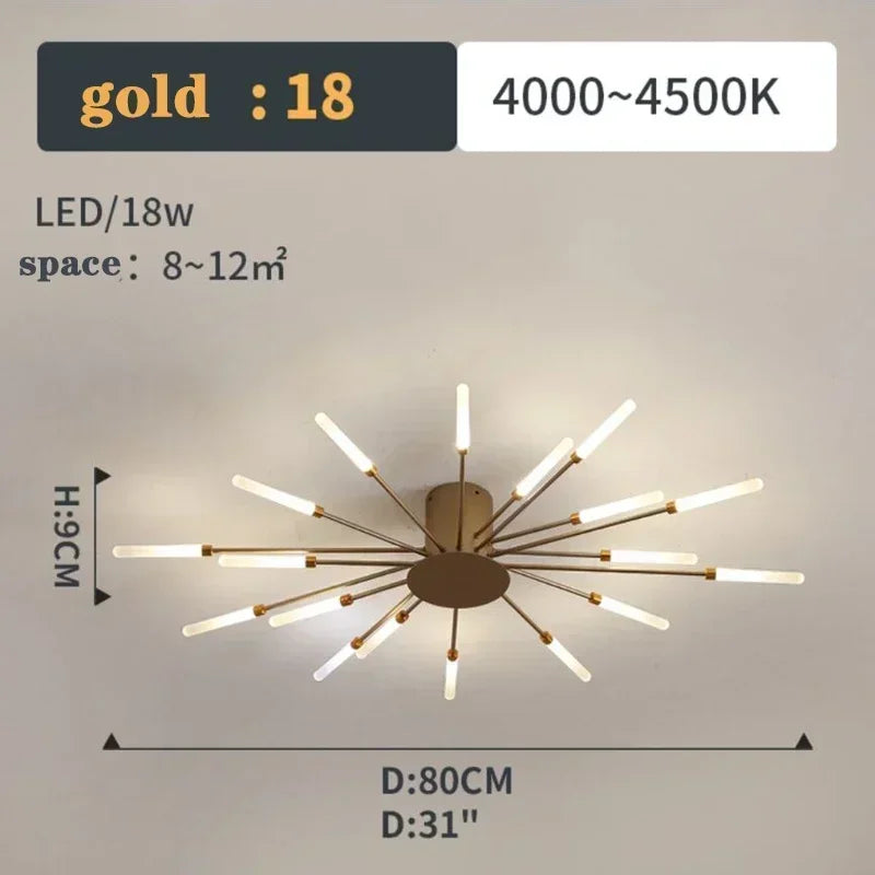 2025 Fireworks Design Ceiling Pendant Light for Living Room Bedroom Lighting Kitchen Chandelier Indoor LED Intelligent