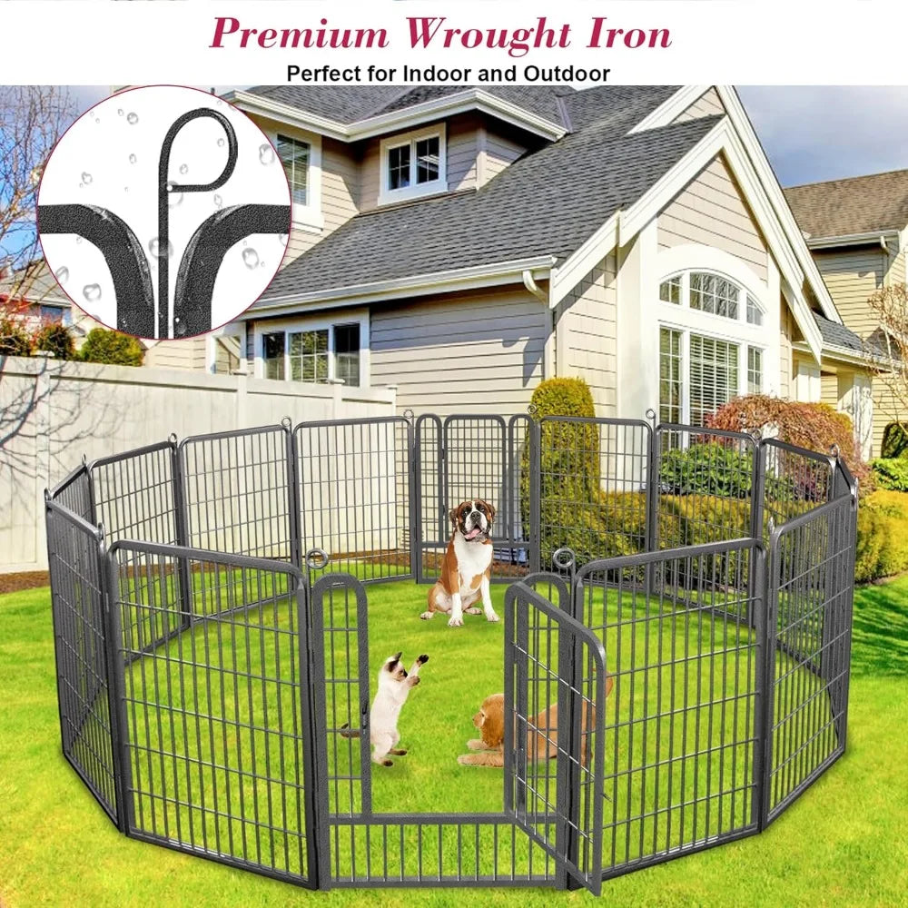 Dog Playpen, 40 inch Height 28 Panels Heavy Duty Dog Fence Pet Playpen with Door, Anti-Rust Dog Exercise Pen with Lock, Portable