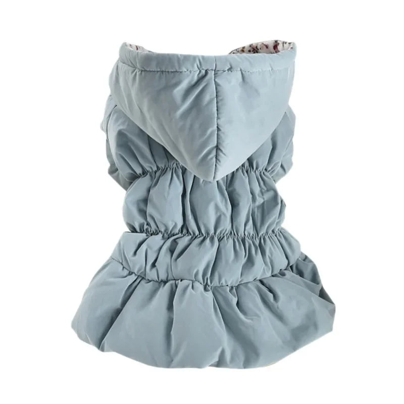 Dog Pet Super Warm Dress Winter Puppy Pet Dog Coats Princess Floral Bubble Skirt Dog Cat Hooded Chihuahua Yorkie Clothing Jacket
